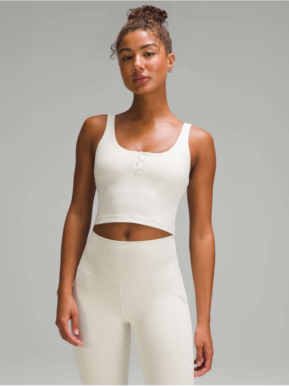 NWT Align Ribbed Henley Tank Top in Bone